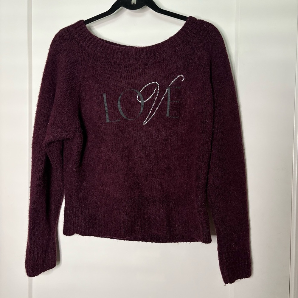 Victoria's Secret Maroon Sweater with Love Motif